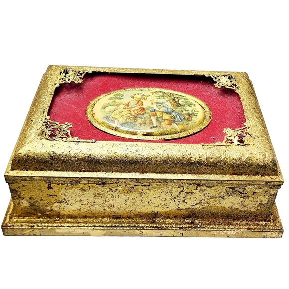 Antique Gilt Metal Decorative Box (A5039) - Picture 1 of 9